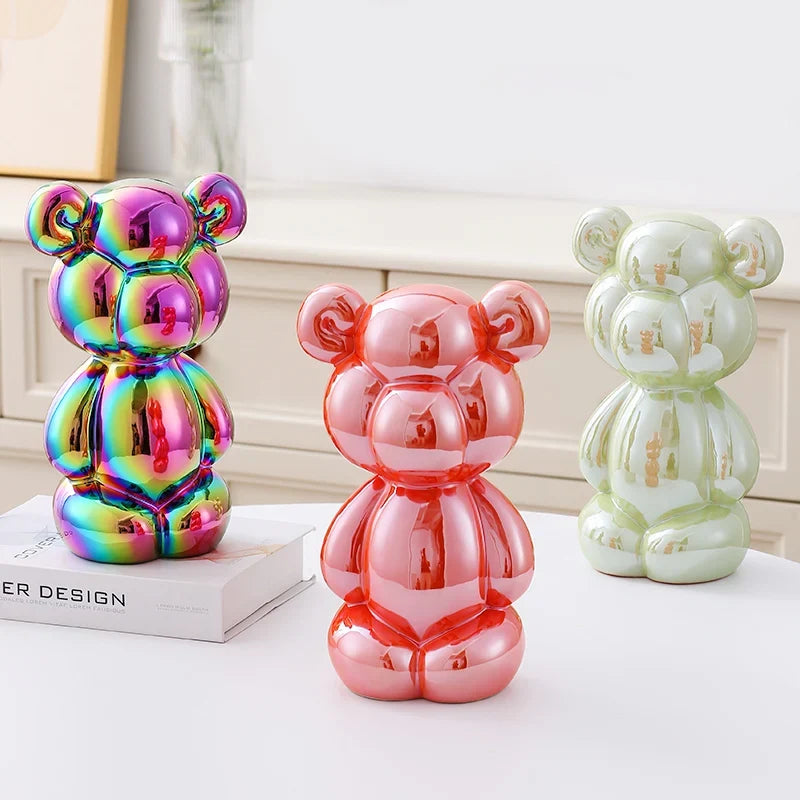 Ceramic Little Fat Bear  Sculpture Home Decor room Decoration Accessories Office Nordic Animal Decorative Sculptures  Figurines