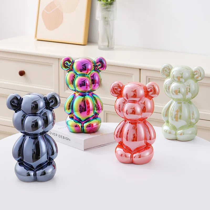 Ceramic Little Fat Bear  Sculpture Home Decor room Decoration Accessories Office Nordic Animal Decorative Sculptures  Figurines