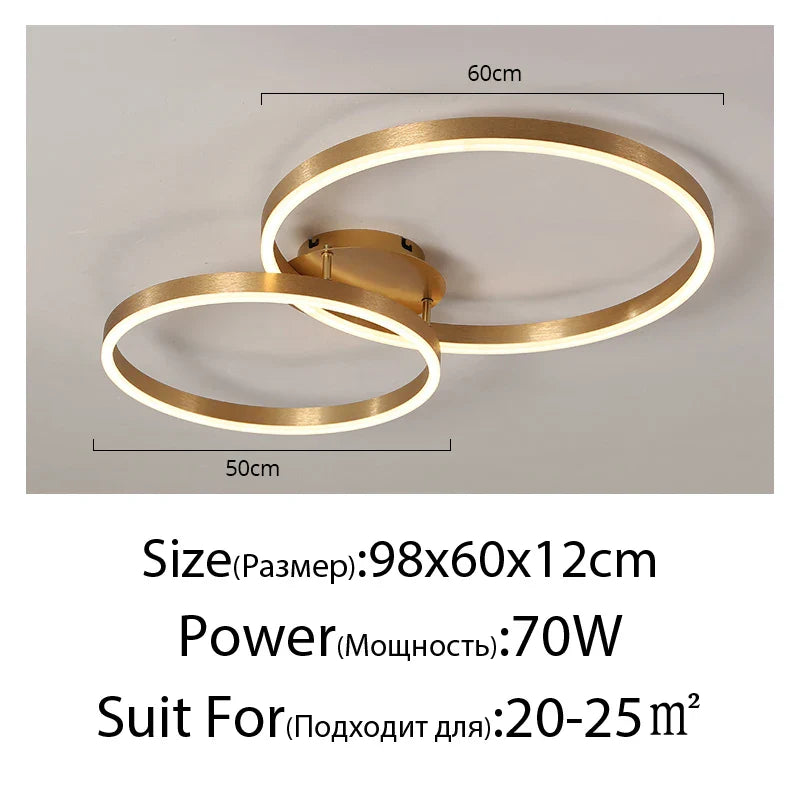 DecorBites™ Led Circle Chandeliers Golden Brown Lighting