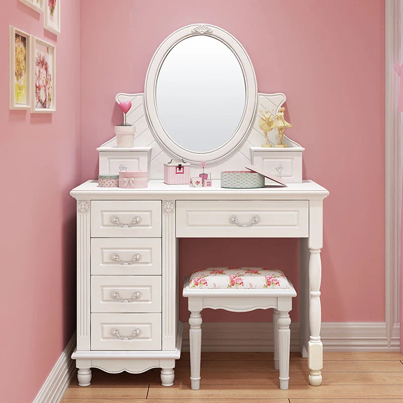 Vanity Stool Dressing Table Essentials Luxury Kawaii White Dressing Table Storage Organizer Mesa Maquillaje Home Furniture