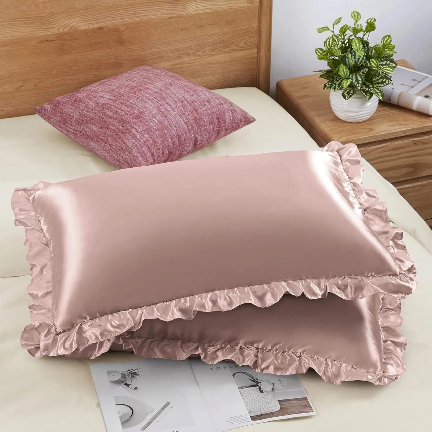 Satin Ruffle Pillowcase Set Silky
