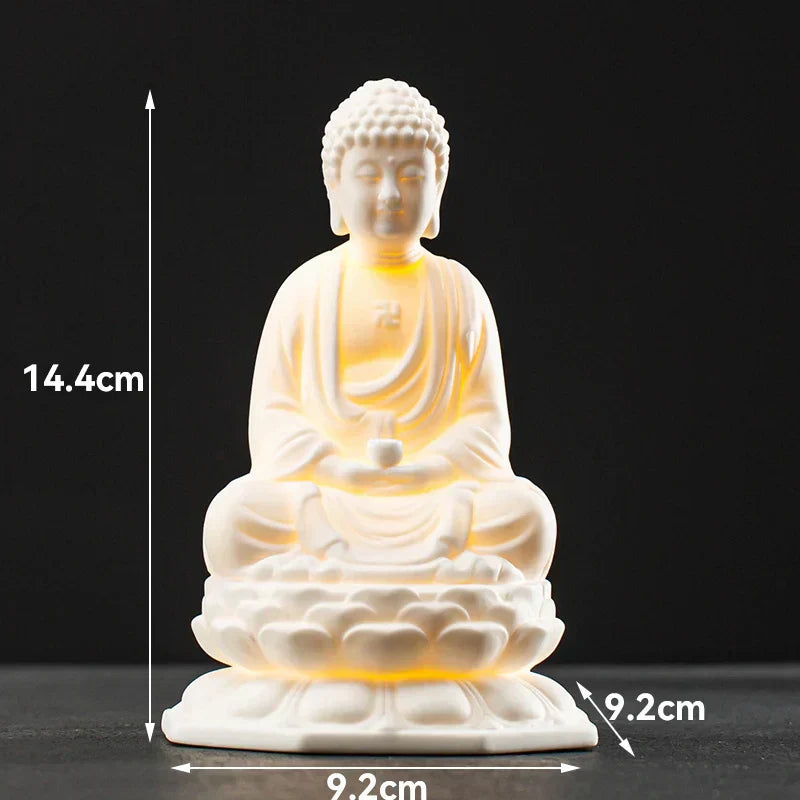 Ceramic Buddha LED Lamp: Tranquil Dhyana Sculpture-1