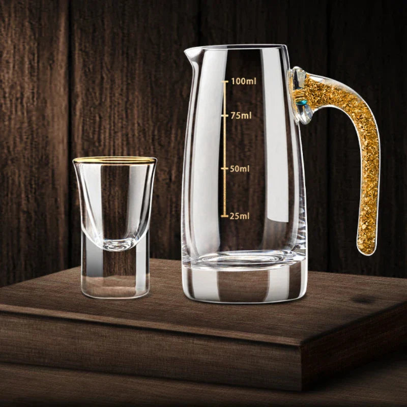 Dlight Decor 6pc Gold Rim Spirits Glass Set – Gilt Small Wine & Baijiu Cups