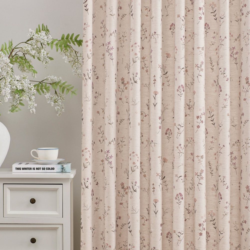 Serena Soft Floral Sprig Custom Curtains