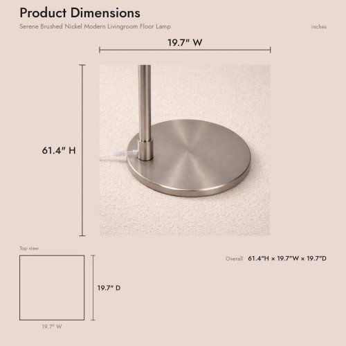 Floor Lamp – Brushed Nickel Finish, White Linen Shade & Rotary Switch | Modern Living Room & Bedroom