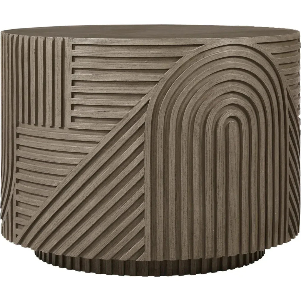 Serenity Round Drum Table - Brown Outdoor Accent Table