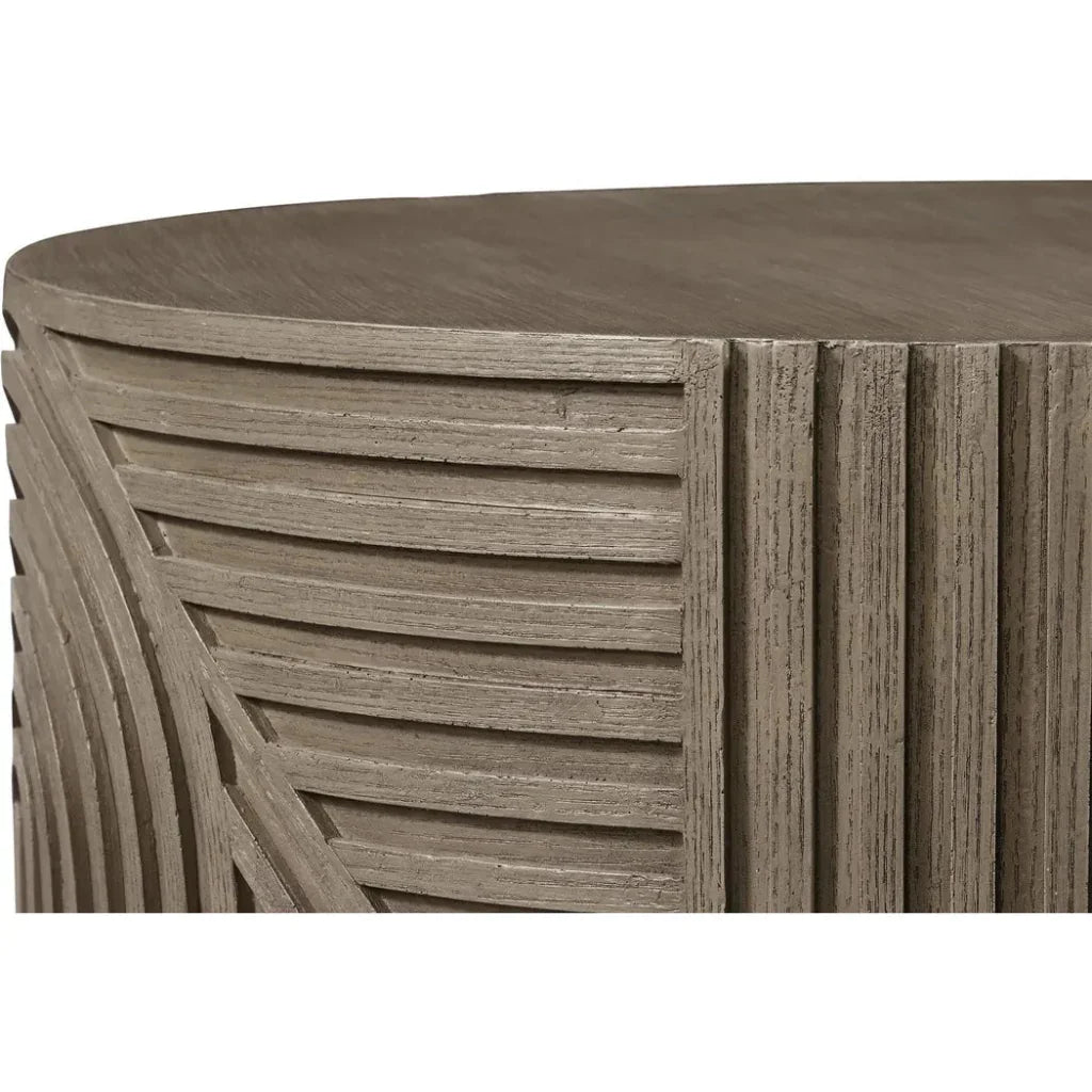 Serenity Round Drum Table - Brown Outdoor Accent Table