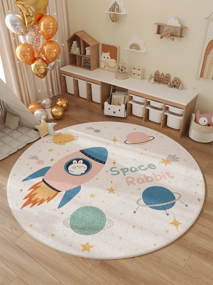 VIKAMA Household Winter New Children's Room Carpet Bedroom Bedside Rug Waterproof Swivel Chair Floor Cushion Home Decor