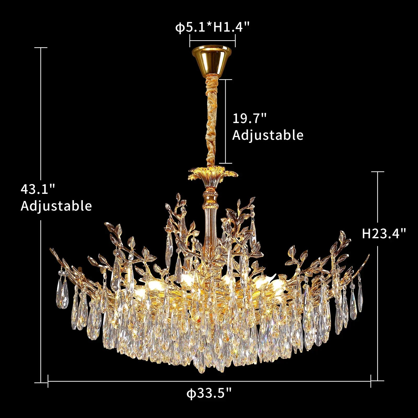 Camille Gold Branch Crystal Chandelier