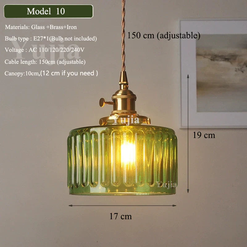 DecorBites™ Green Glass Pendant Light Fixture