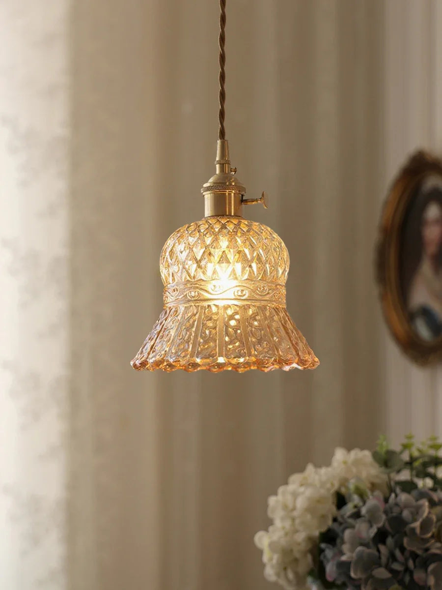 Pendant Light Amber Glass Lampshade