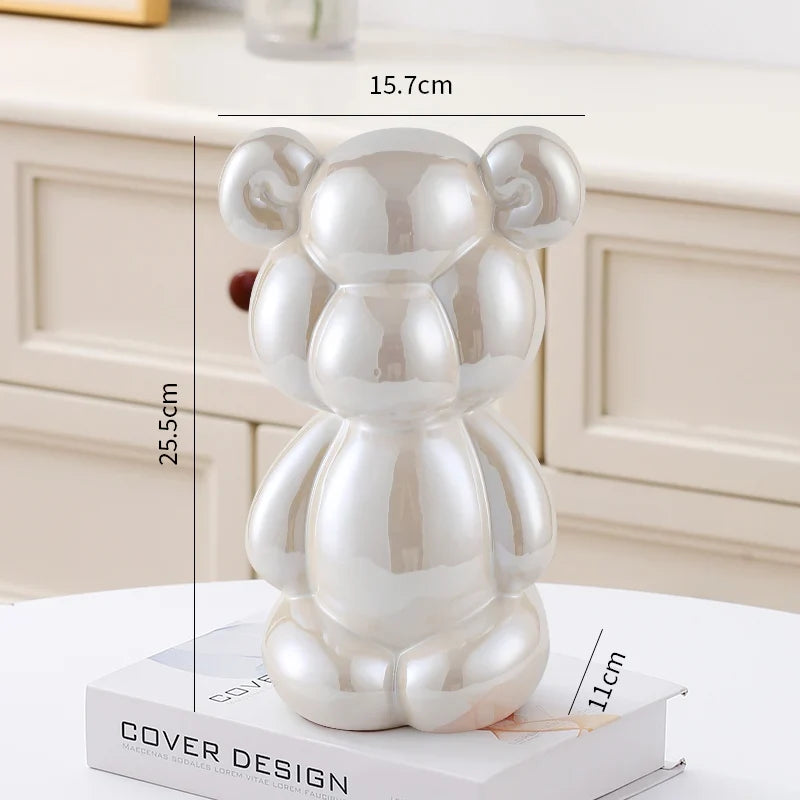 Ceramic Little Fat Bear  Sculpture Home Decor room Decoration Accessories Office Nordic Animal Decorative Sculptures  Figurines