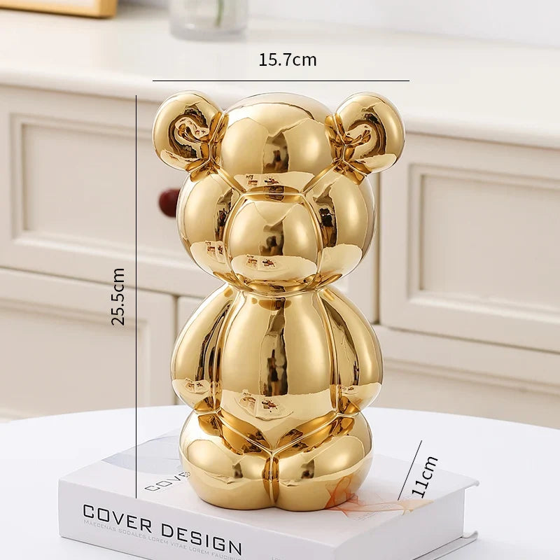 Ceramic Little Fat Bear  Sculpture Home Decor room Decoration Accessories Office Nordic Animal Decorative Sculptures  Figurines