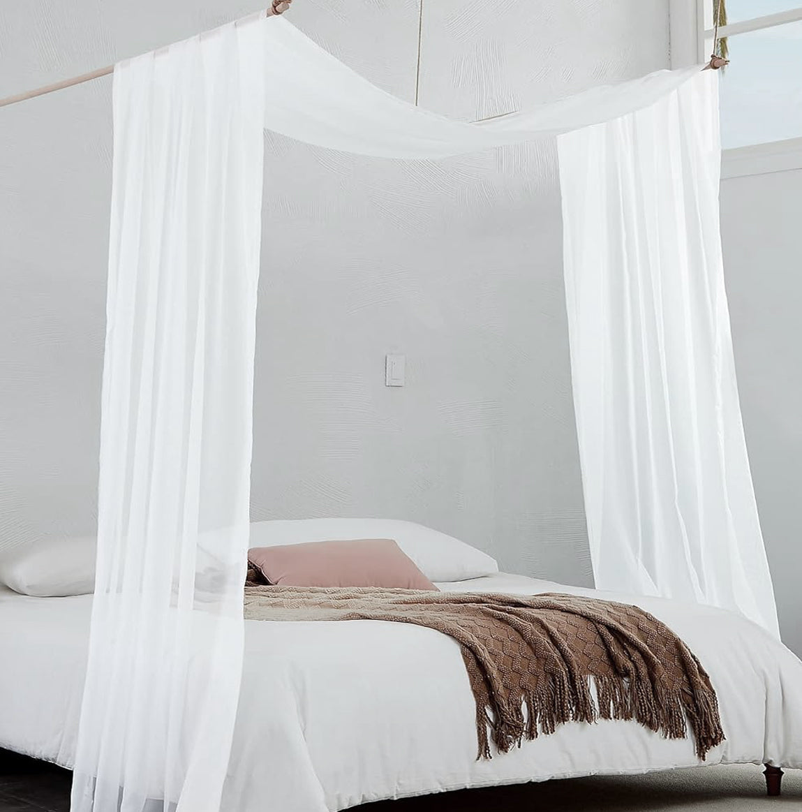 37" x 216" - White Window Scarf Valance Topper Draping Extra Long