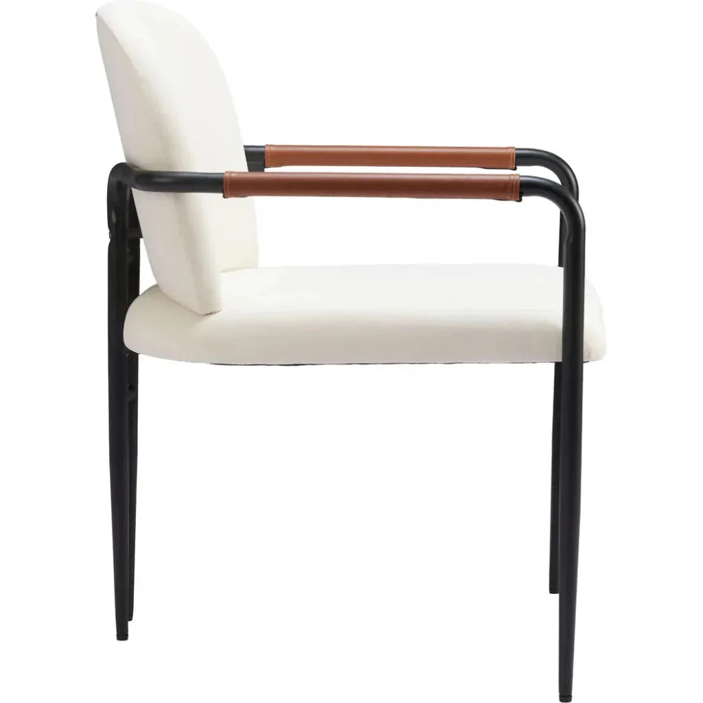 Sibu Black Steel Cream Dining Arm Chair 2PC
