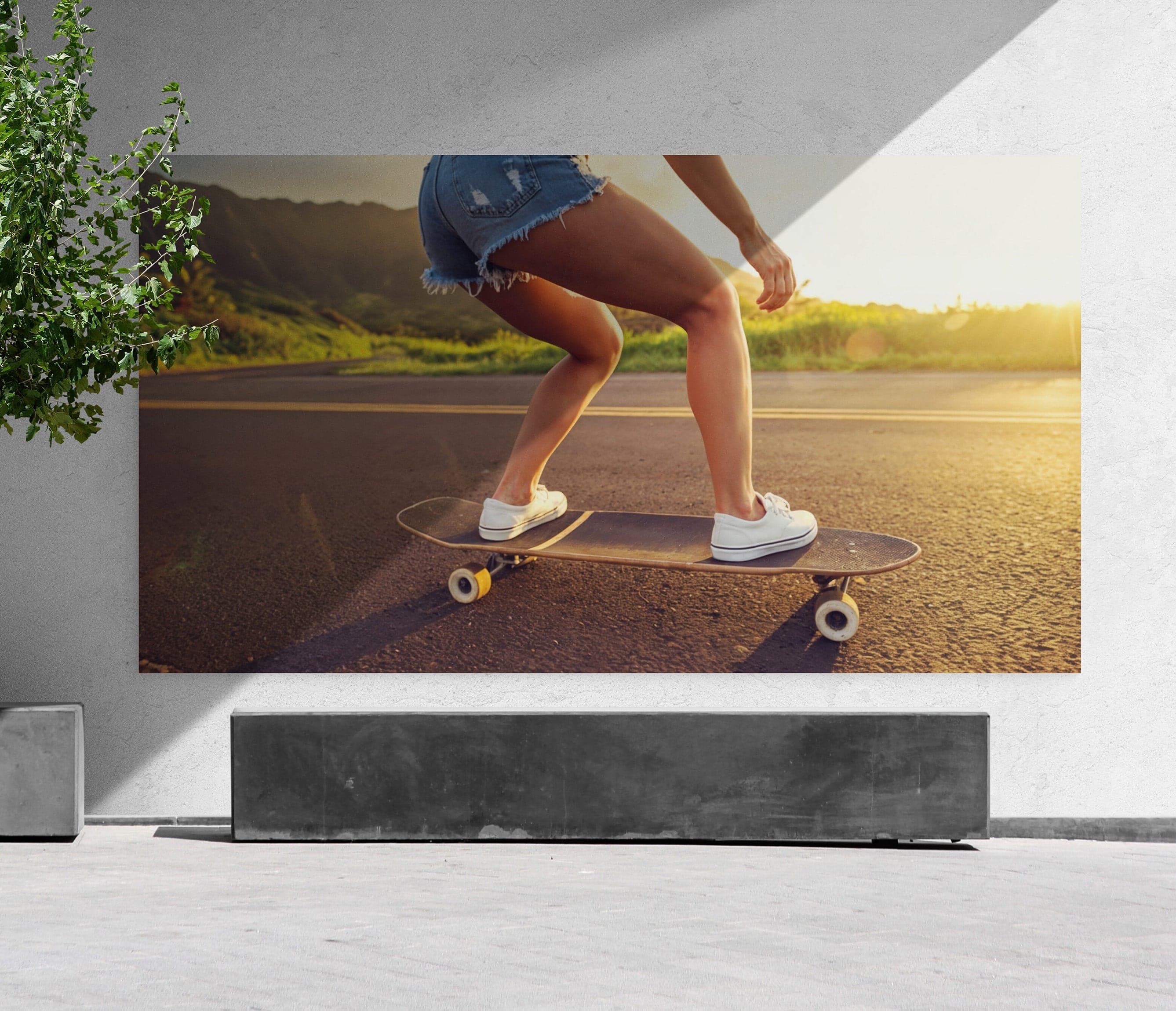Skater Girl Wallpaper. Tropical Vibe Wall Mural. #7055