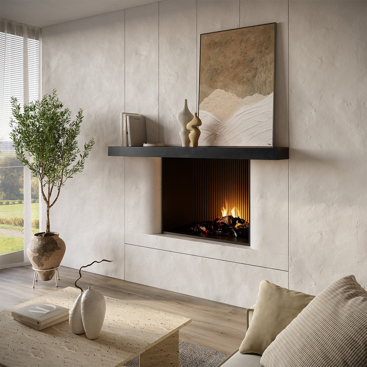 Smooth Solid Floating Timber Fireplace Mantel Shelf