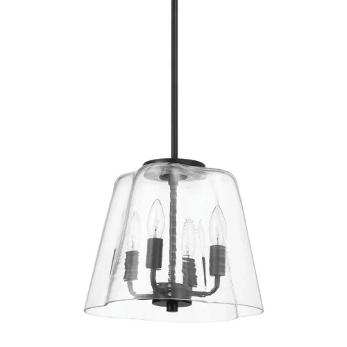 4-Light Candle Pendant Light – Satin Brass Finish & Clear Glass | Elegant Dining Room & Living Room Chandelier