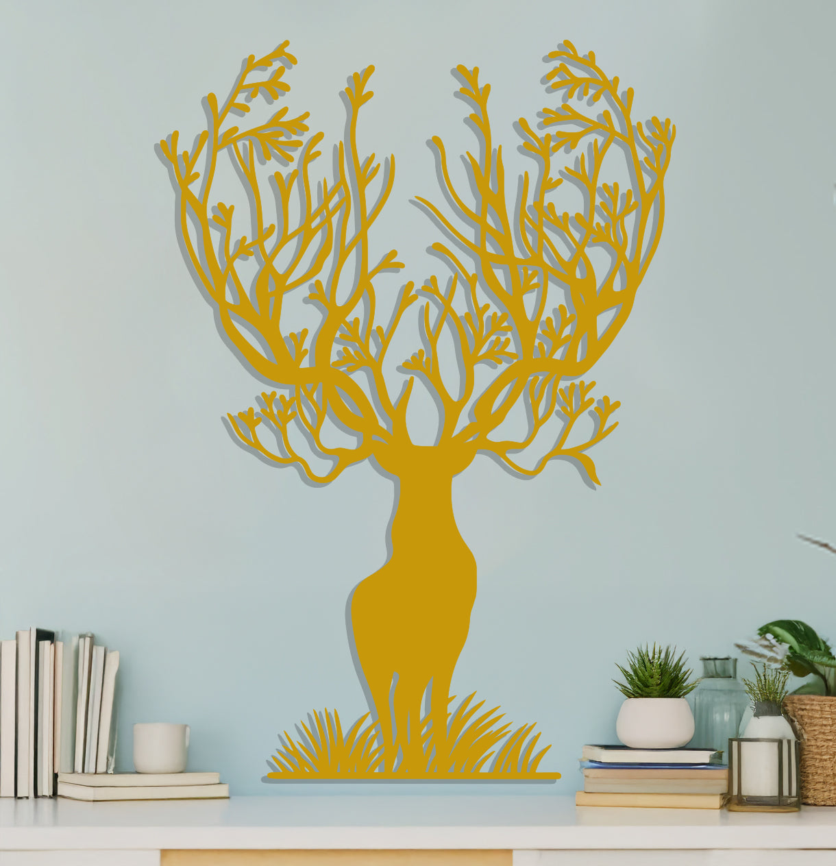 Stag with Branches for Antlers Sign-3