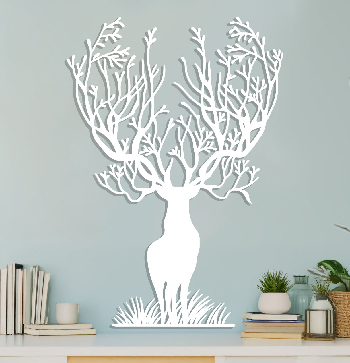 Stag with Branches for Antlers Sign-4