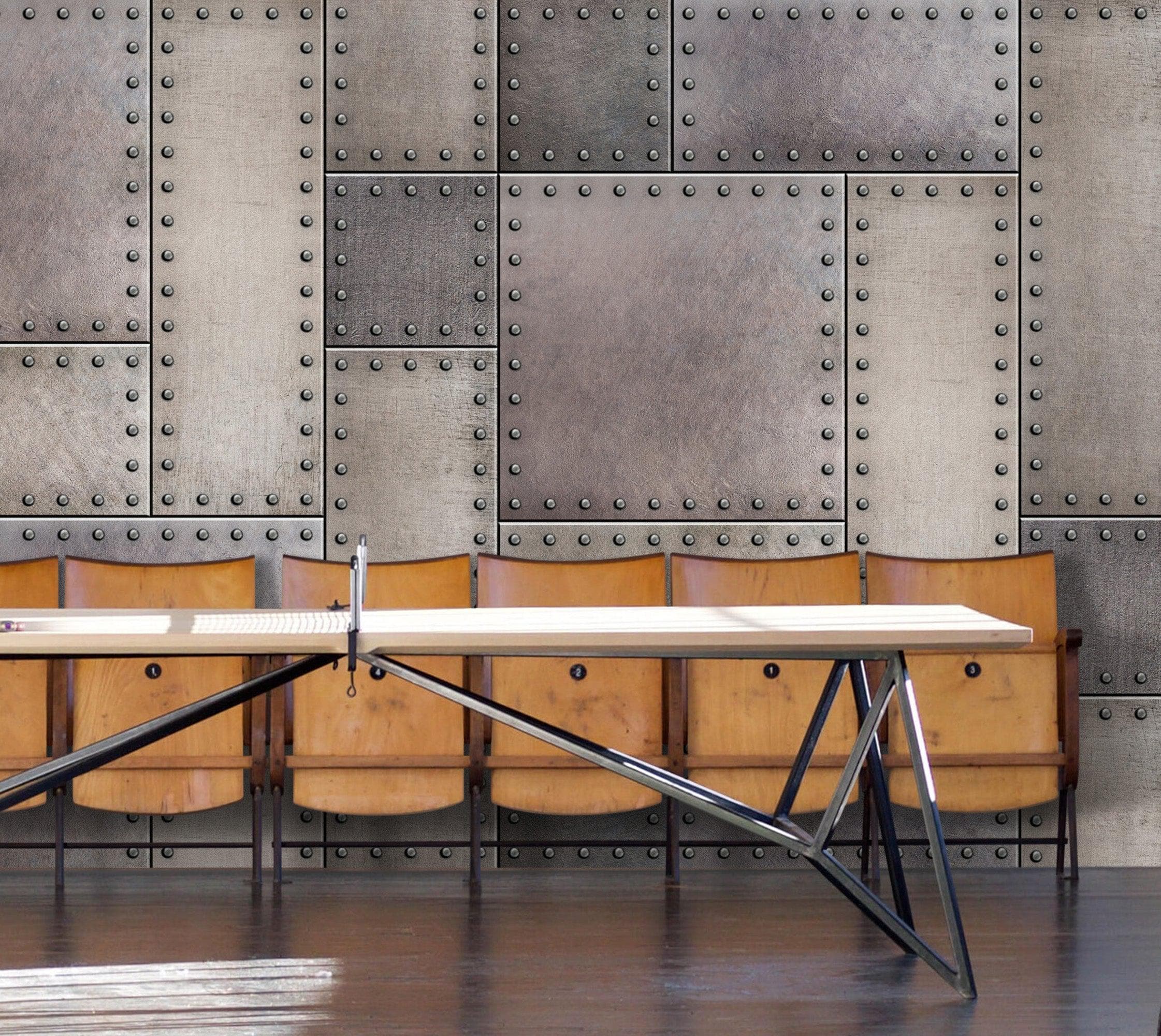Rustic Metal Steel 3D Wallpaper Mural. #6752