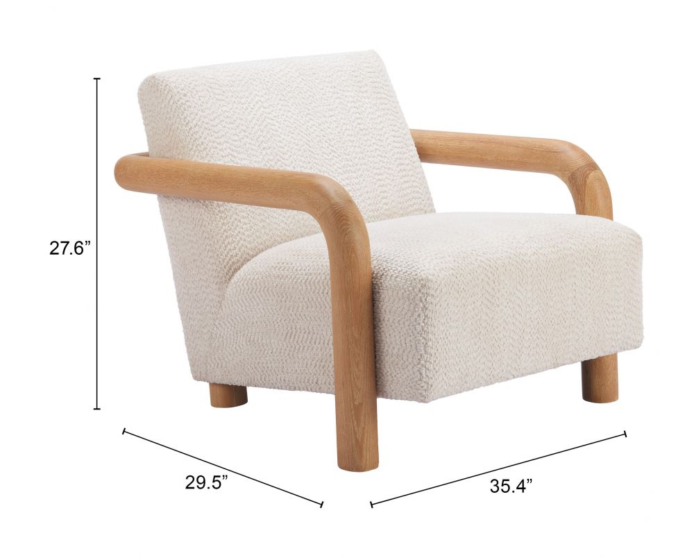 Subliem White Textured Fabric Accent Chair