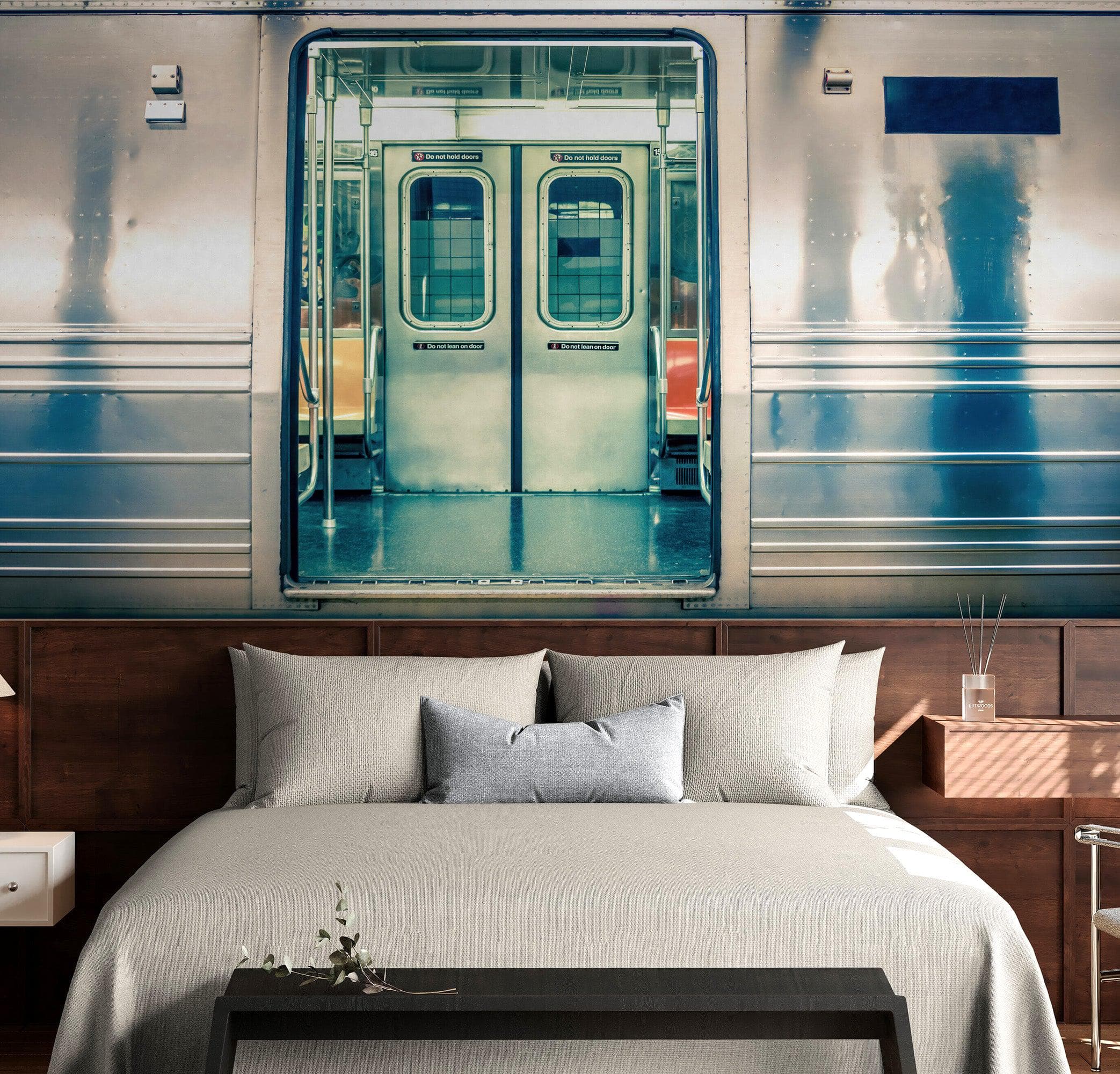 Subway Train Wall Mural Wallpaper. Urban NYC Decor. #6775