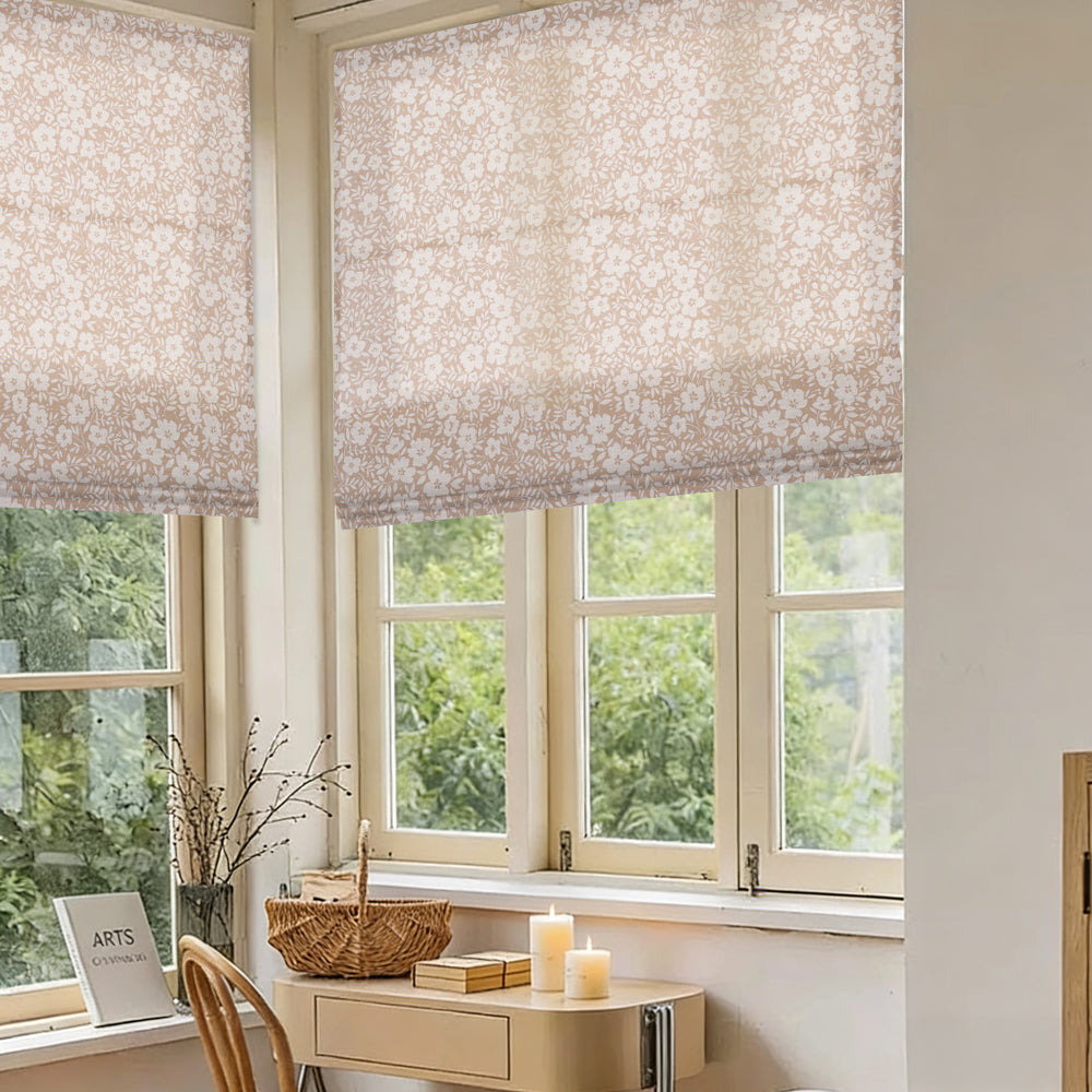Susie Ditsy Toffee Floral Roman Shades