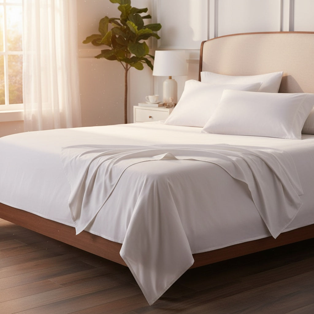 T-200 Cotton Blend White Mercerized Sheets-2
