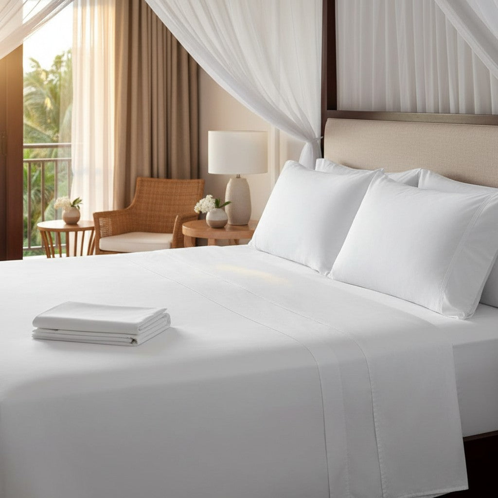 T-200 Cotton Blend White Mercerized Sheets-0