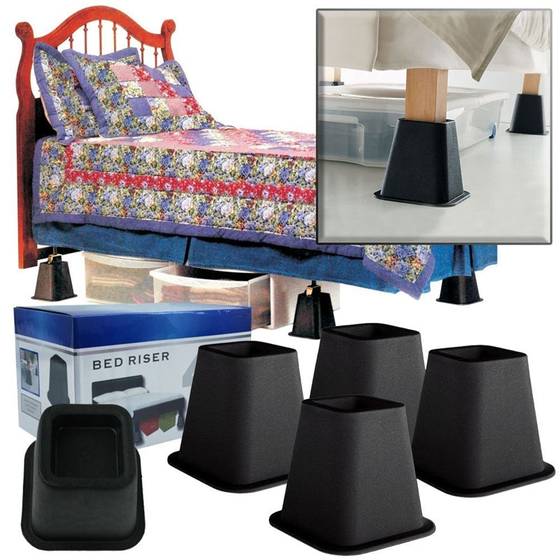 6-inch High Bed Risers in Black - 4-Pack-3