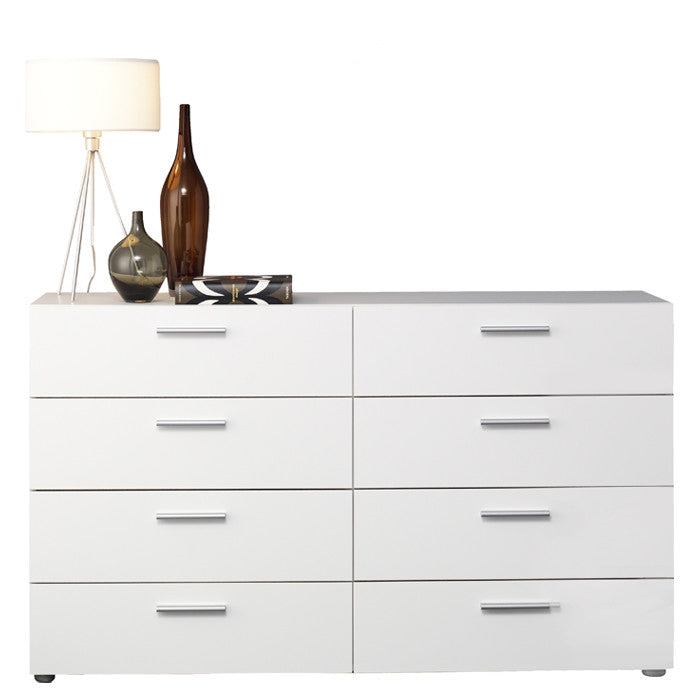 White Modern Bedroom 8-Drawer Double Dresser-2