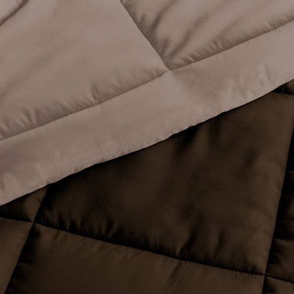 King/Cal King 3-Piece Microfiber Reversible Comforter Set in Taupe Brown-2