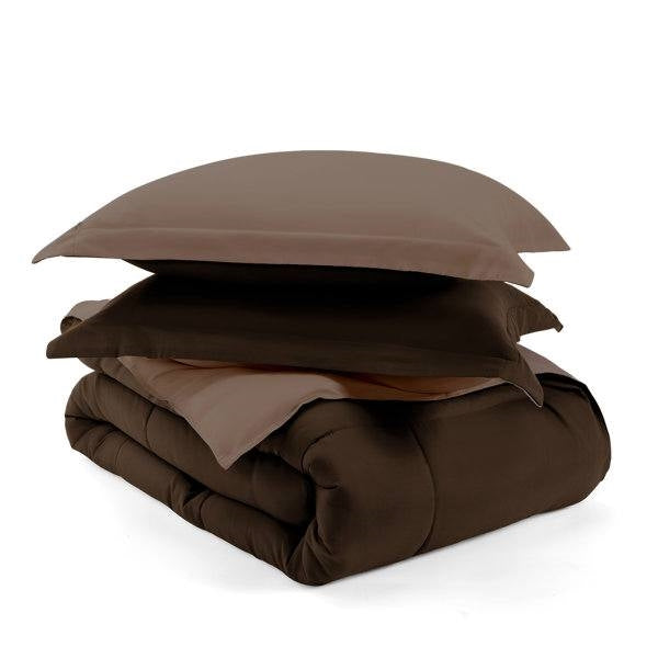 King/Cal King 3-Piece Microfiber Reversible Comforter Set in Taupe Brown-4