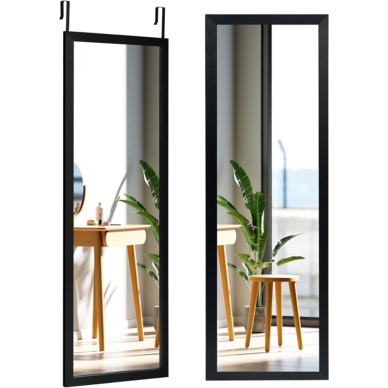 Black Full Length Bedroom Mirror with Over the Door or Wall Mounted Design-0