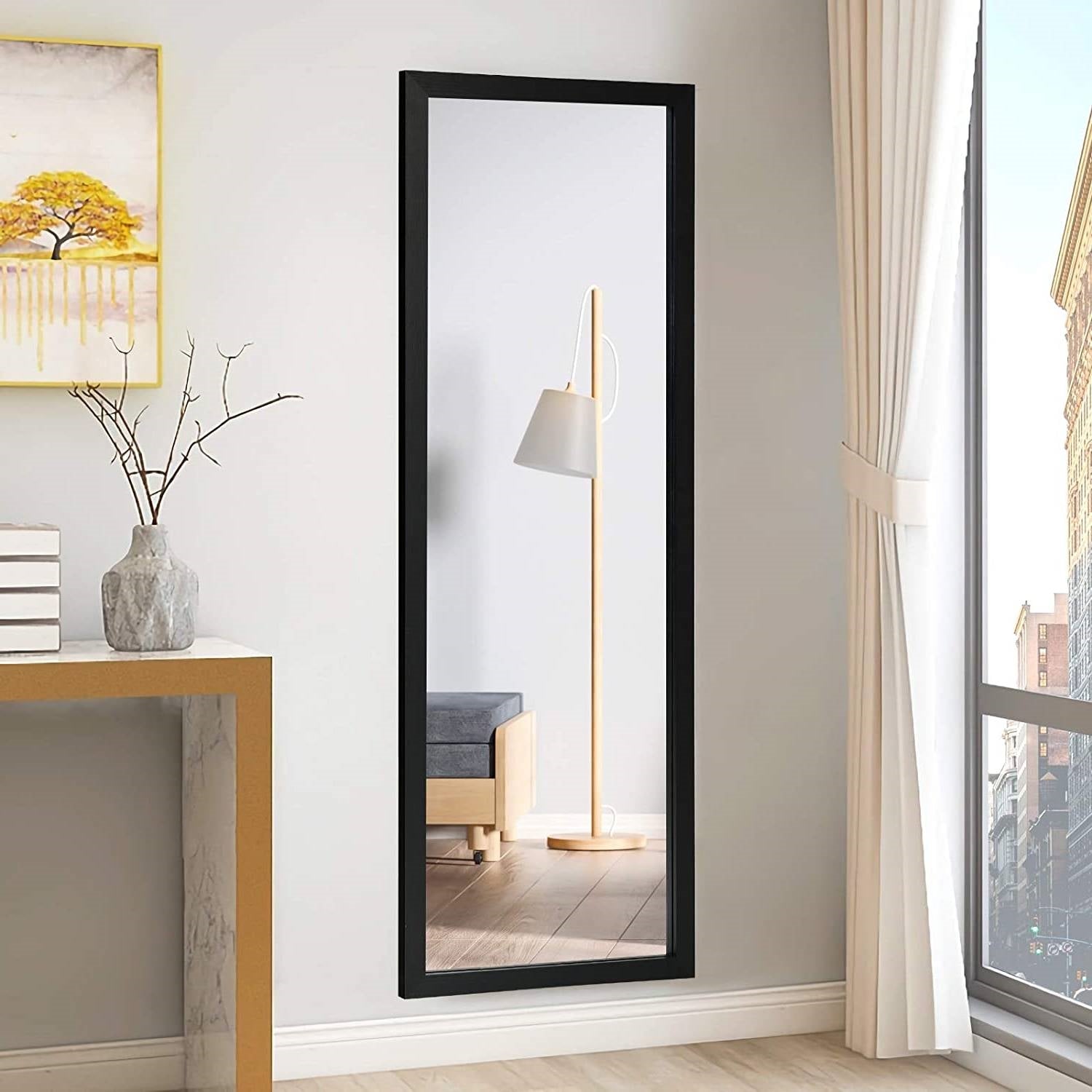 Black Full Length Bedroom Mirror with Over the Door or Wall Mounted Design-2