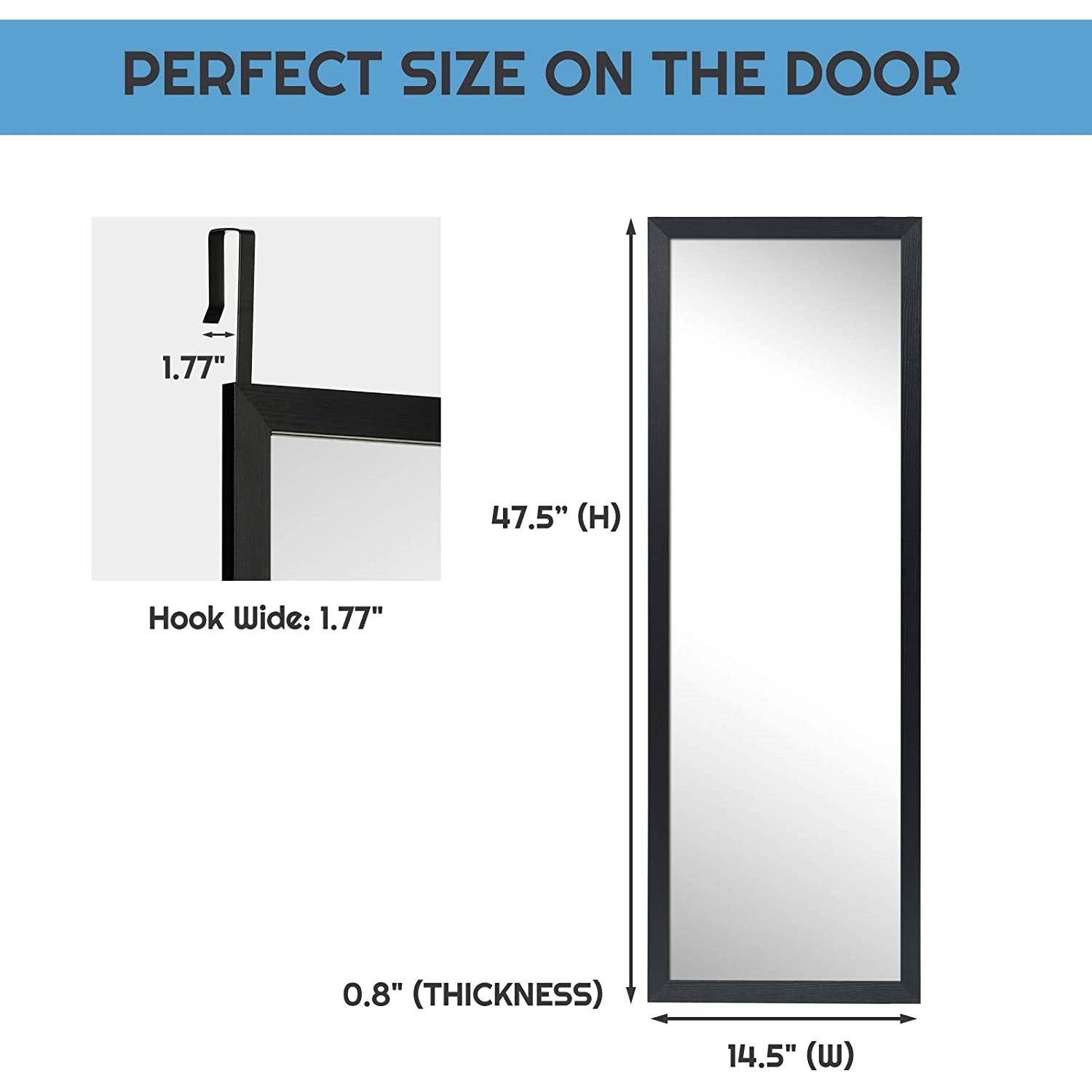 Black Full Length Bedroom Mirror with Over the Door or Wall Mounted Design-3