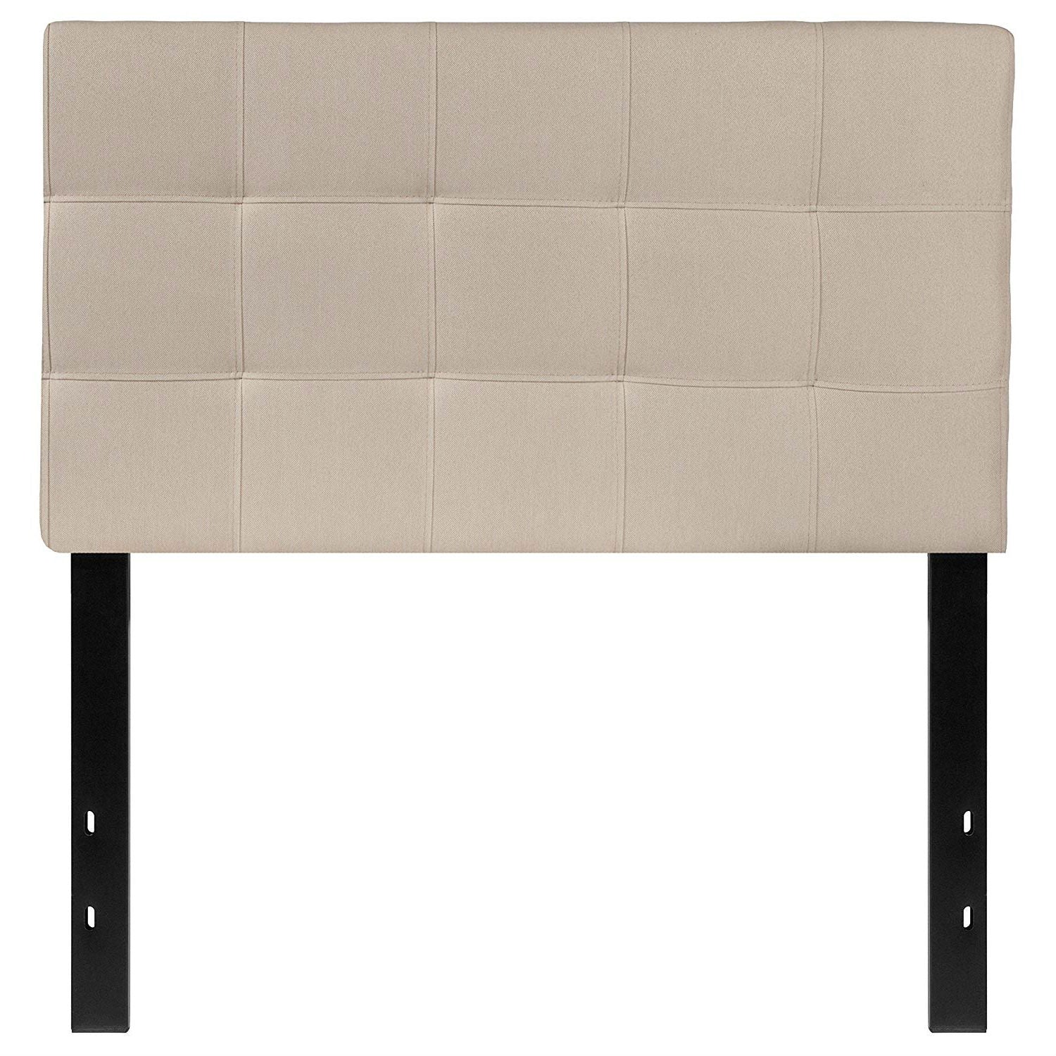 Twin size Modern Beige Taupe Fabric Upholstered Headboard-1