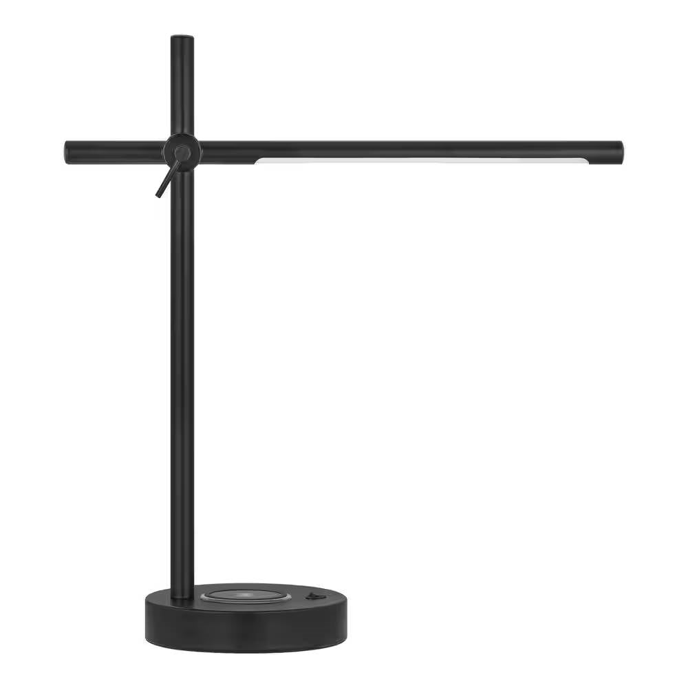 Modern LED Desk Light Table Lamp with Wireless Cell Charging Pad in Black-2