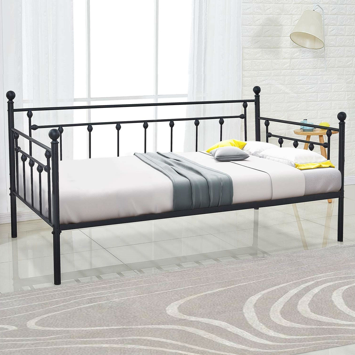 Twin size Classic Black Metal Daybed Frame-2