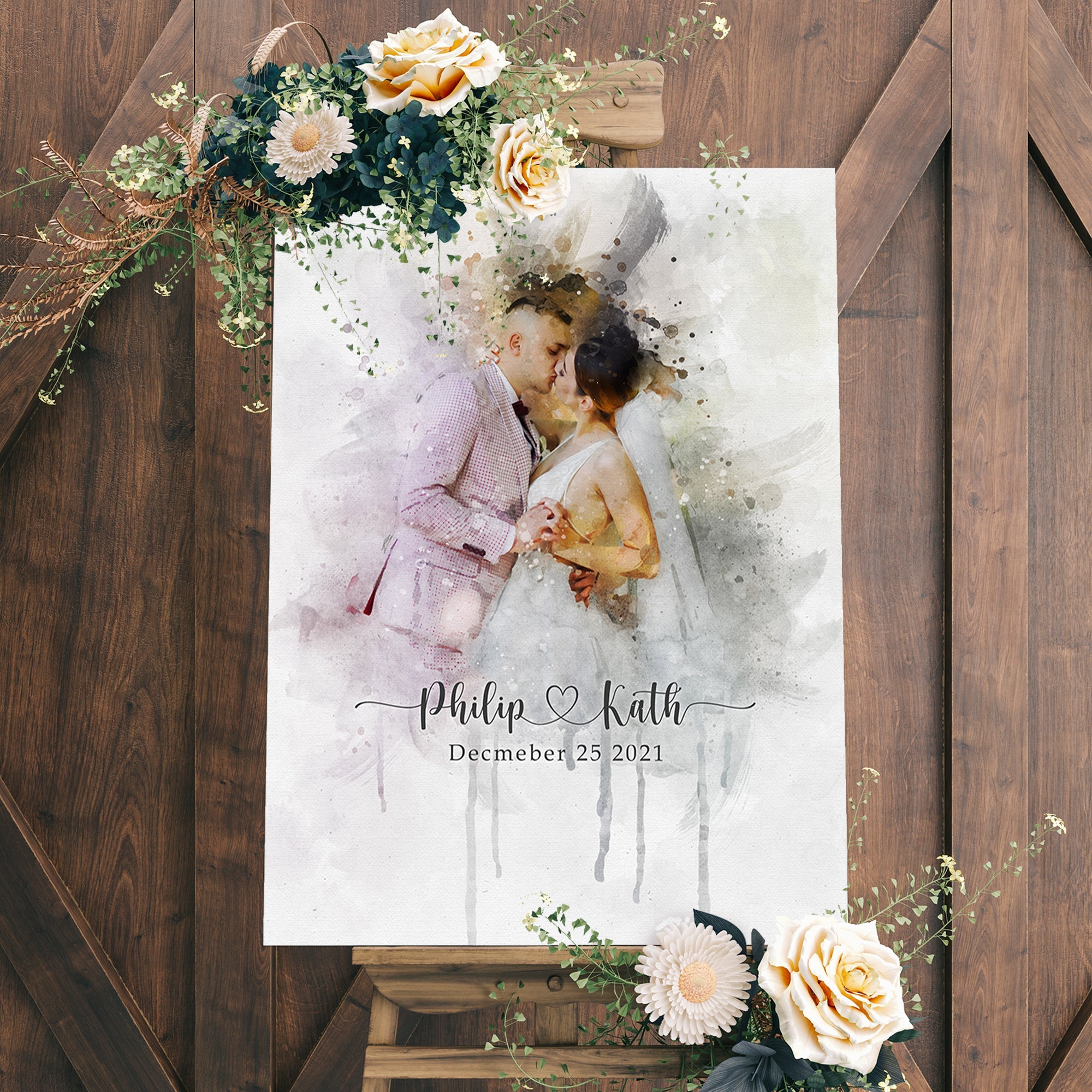 Wedding Portrait Watercolor Sign