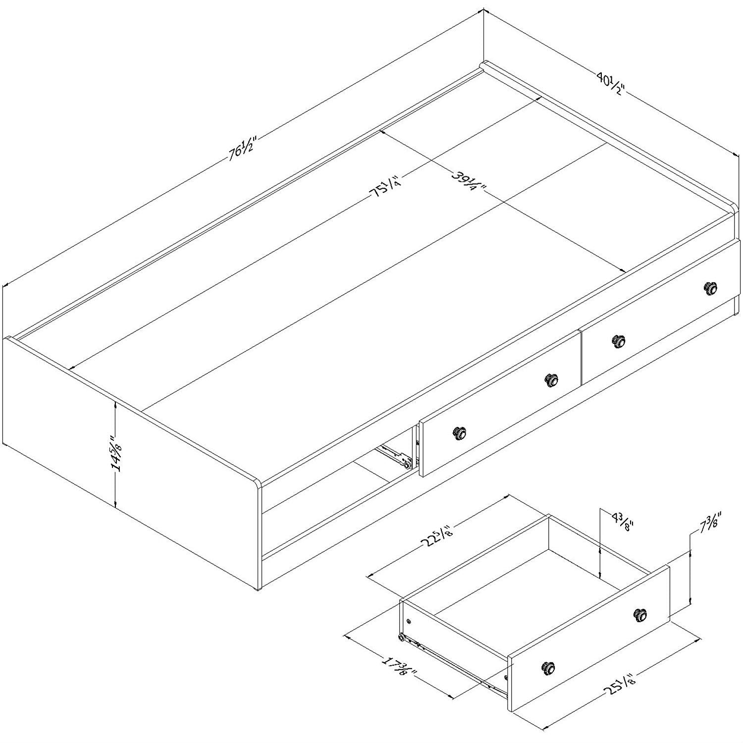 Twin size White Wood Platform Bed Daybed with Storage Drawers-2