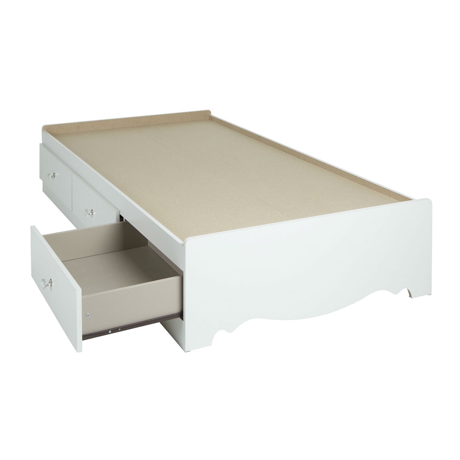 Twin size White Wood Platform Day Bed with Storage Drawers-1