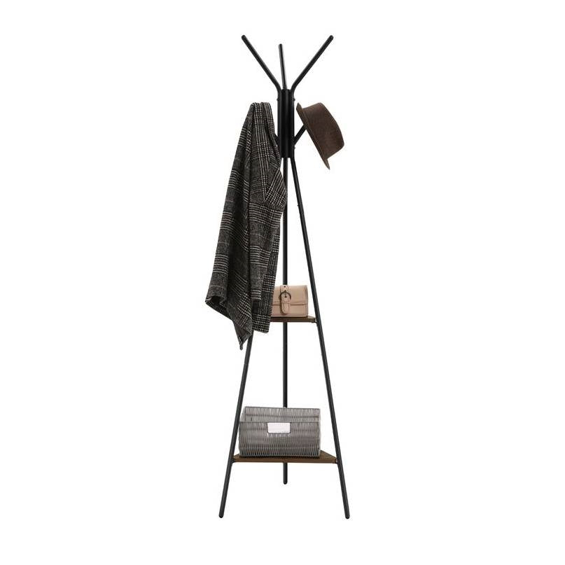 Modern Coat Rack with Matte Black Metal Frame and 2 Shelves-2