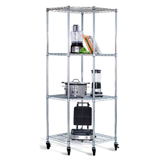 Heavy Duty 4-Tier Corner Storage Rack Shelving Unit with Casters-0