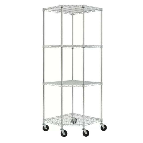 Heavy Duty 4-Tier Corner Storage Rack Shelving Unit with Casters-2