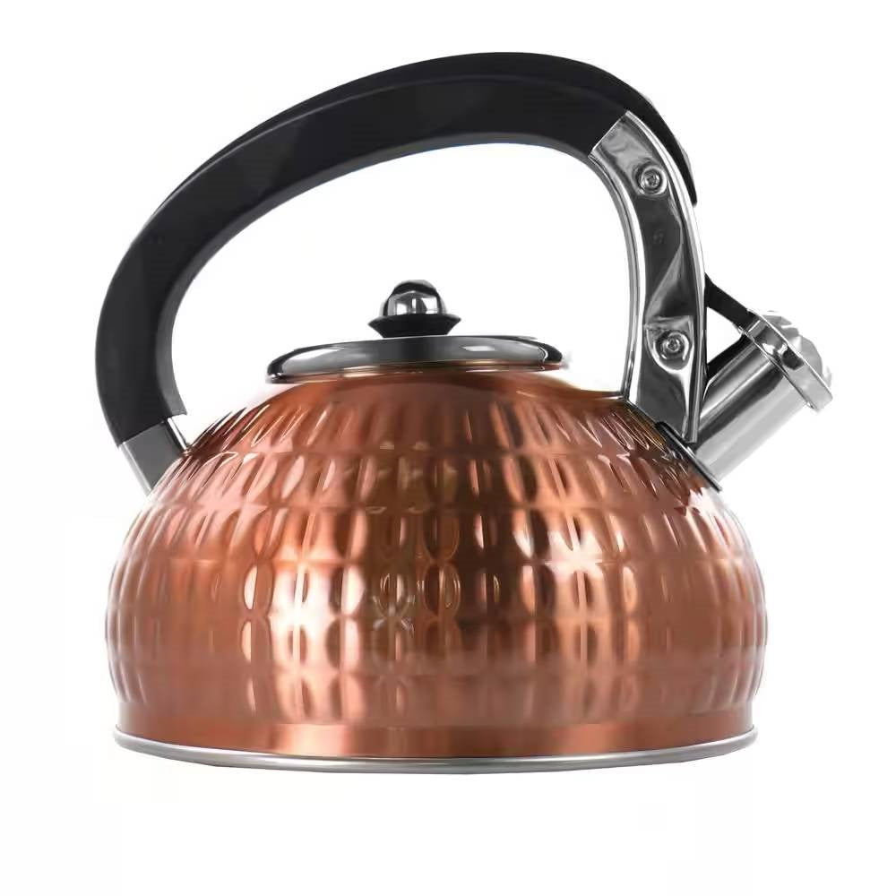 3-Liter Stainless Steel Whistling Teapot Kettle in Copper-0