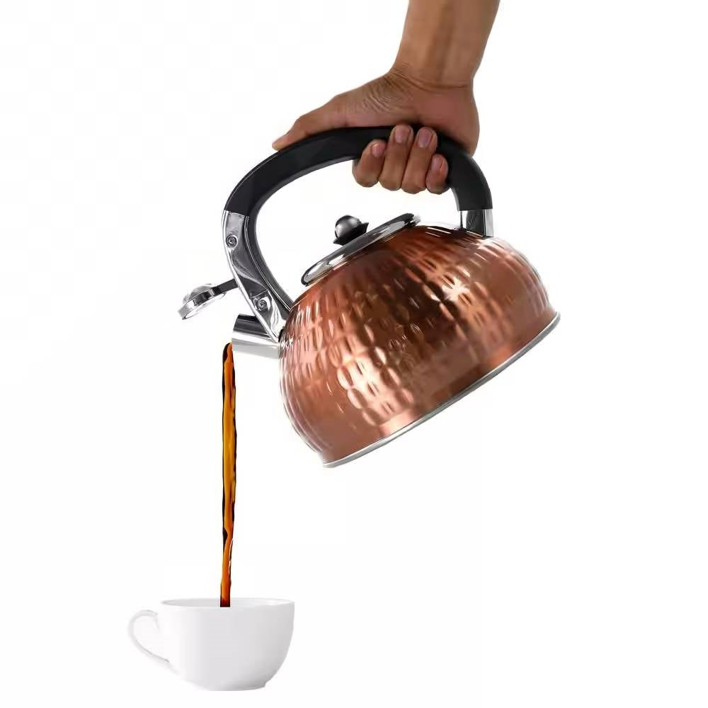 3-Liter Stainless Steel Whistling Teapot Kettle in Copper-2