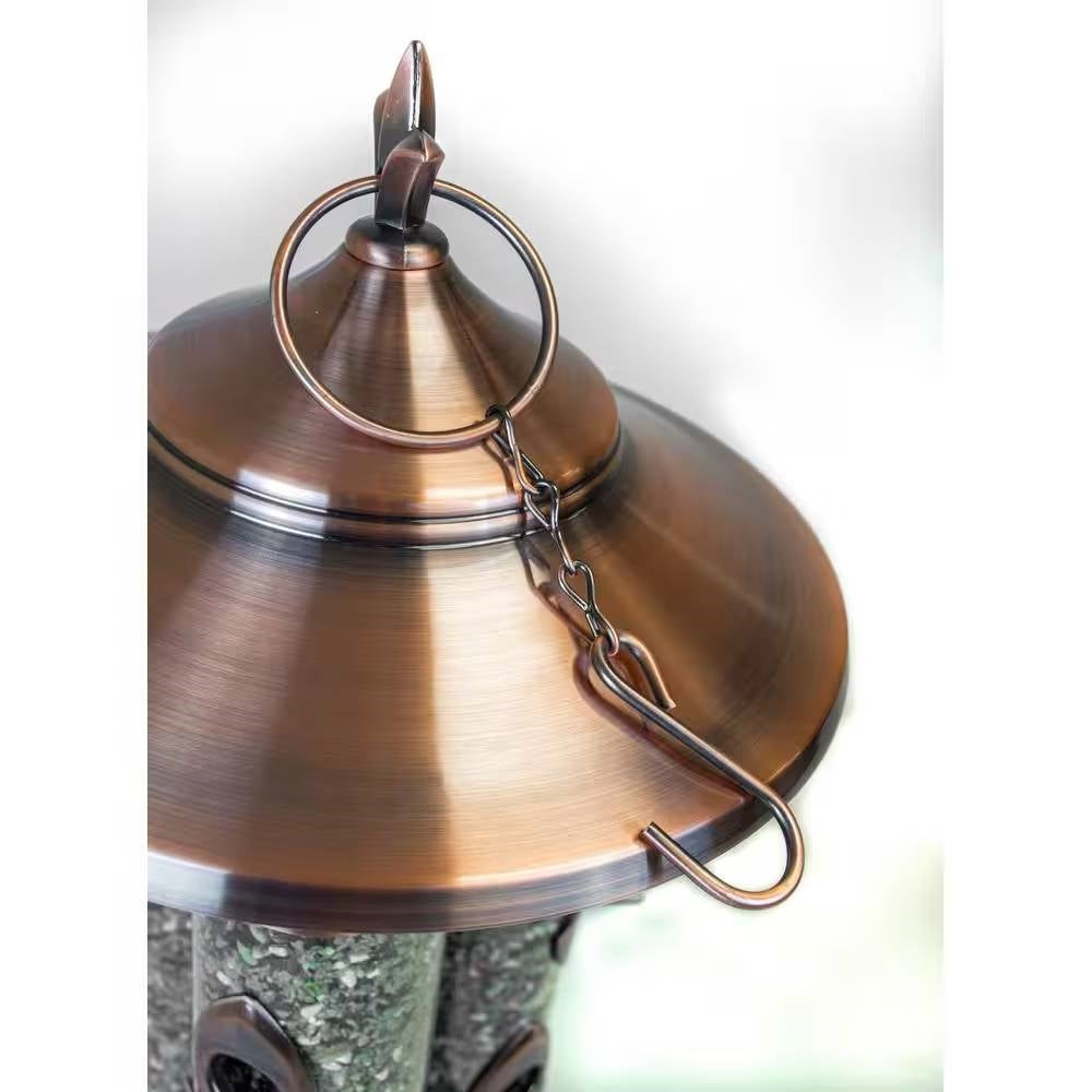 Large Copper Bird Feeder with 3 Tubes and 9 Feeding Ports-3