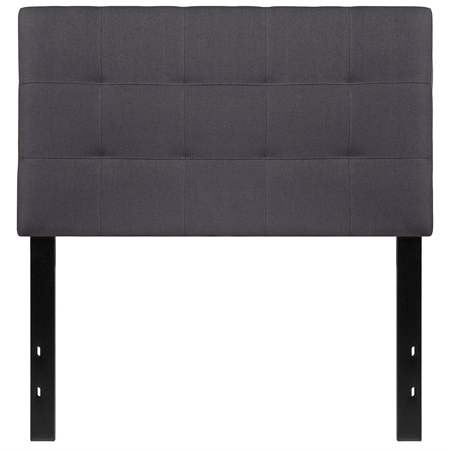 Twin size Modern Dark Grey Fabric Upholstered Panel Headboard-1